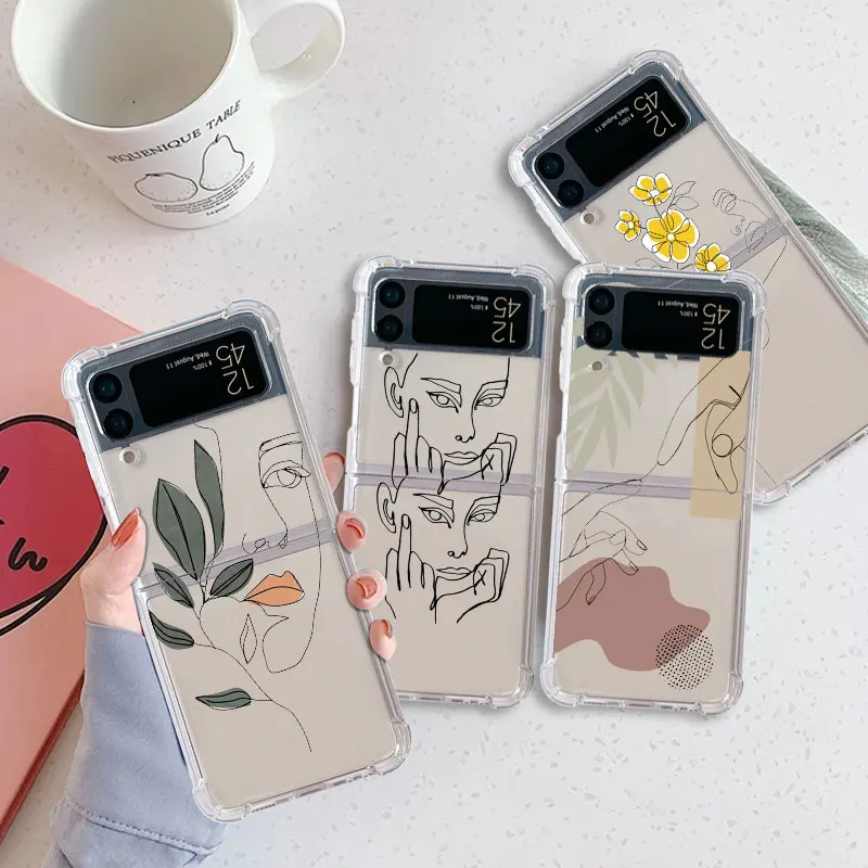 

Face Art Coque for Samsung Galaxy Z Flip 4 Z Flip 3 5G ZFlip4 ZFlip3 Flip4 Flip3 Clear TPU Silicone Case
