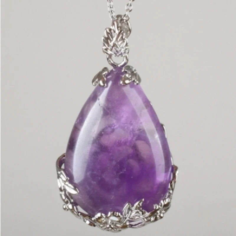 

1PC Temperament Versatile Classic Drop-shaped Ladies Gemstone CRYSTAL Pendant 925 Silver Inlaid Exquisite Luxury Natural Jewelry