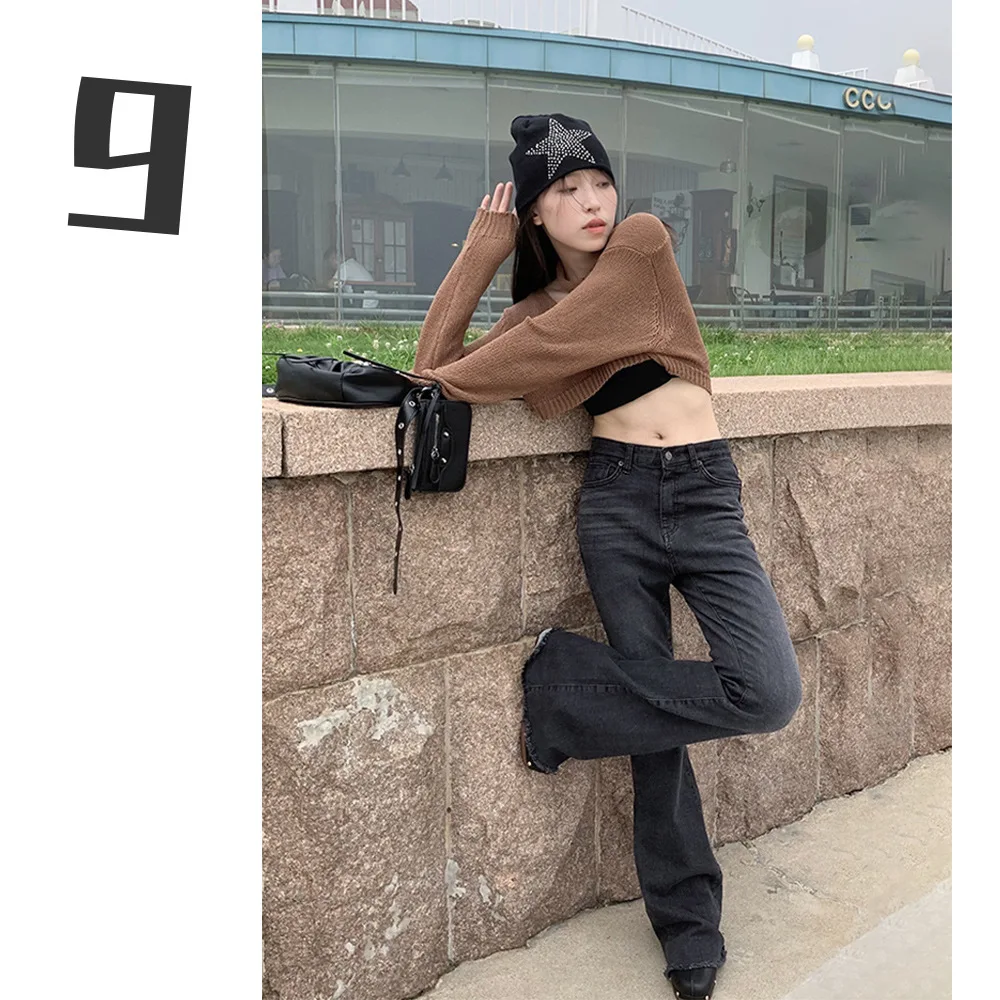 

Y2k Punk Hip Hop Style Women Long Pants Black Color Jeans Y2K Vintage Vintage Clothes Fall Goth Pants