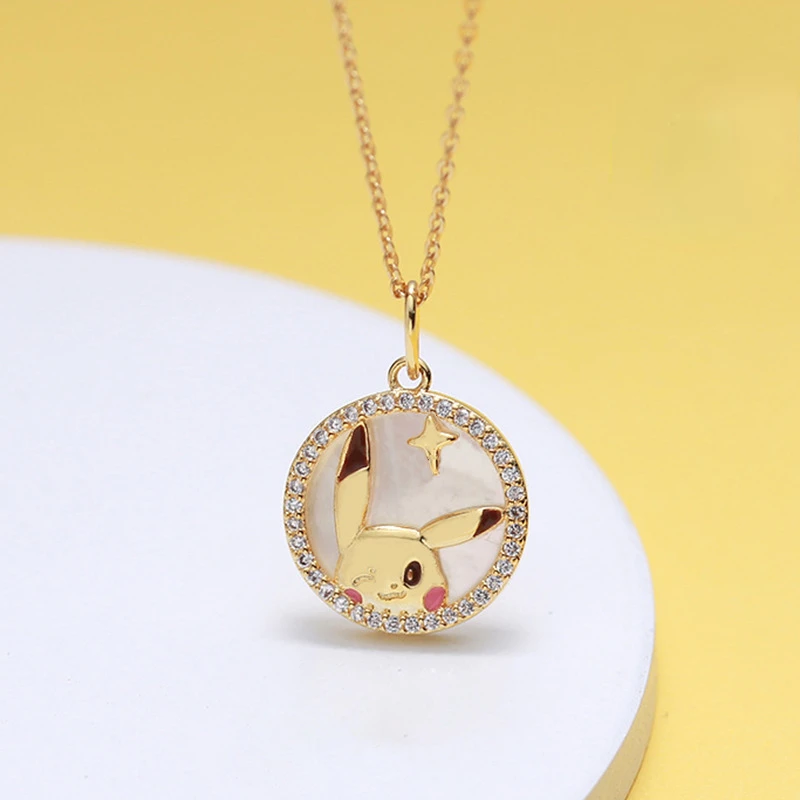 

Fashion White Shell Pikachu Necklaces For Women Cartoon Cute Elf Pendant Collar Chain Goth Girl Jewelry Accessories Holiday Gift