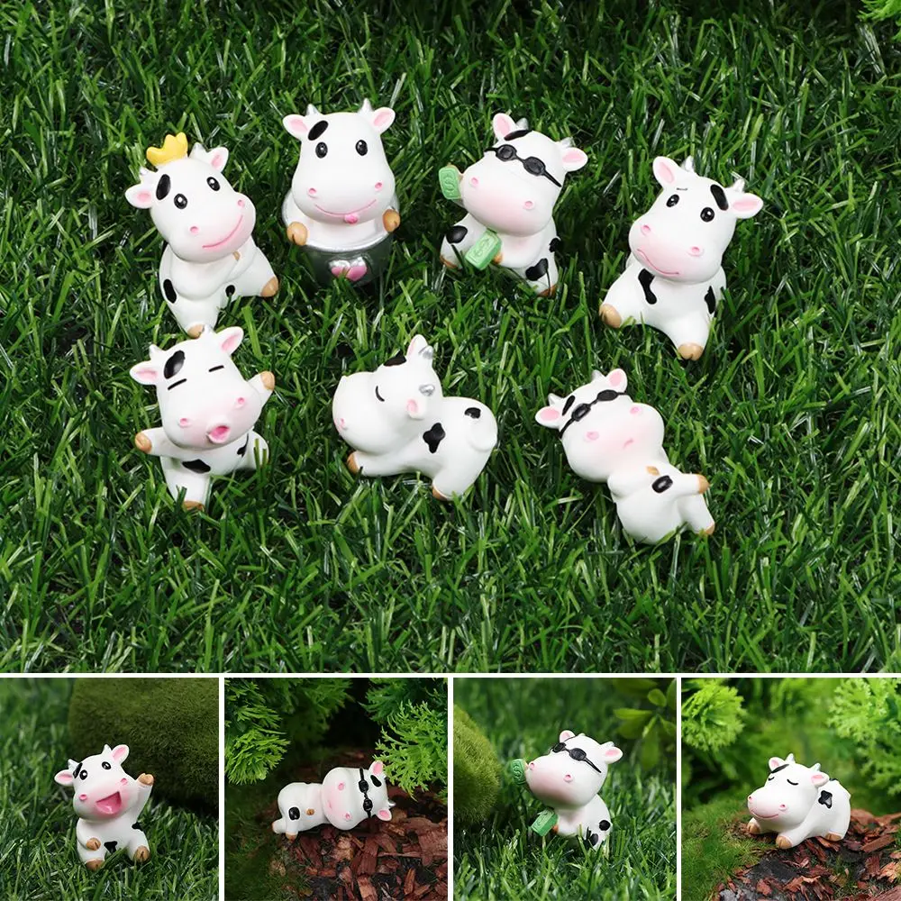 

Home Decoration Fairy Garden Bonsai Ornament Cartoon Cow Figurines Scene Animal Model Little Statue Miniature Cattle