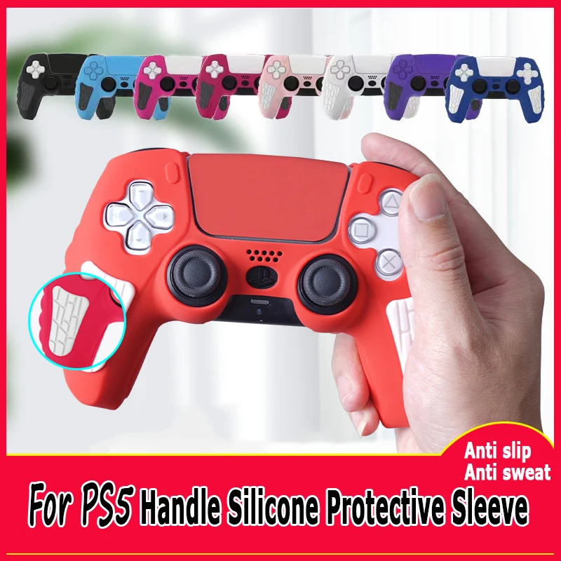 For PS5 Handle Cover Silicone Case Soft Protector Sticker Skin Anti Slip Anti Perspiration Rubber Cover Game Console Accessories