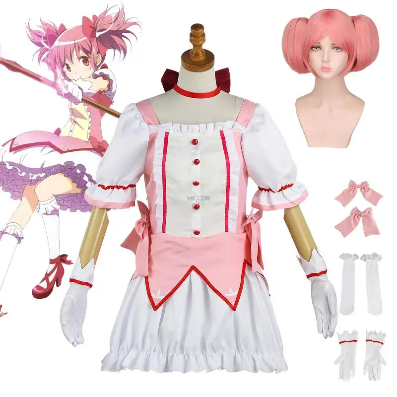 

Аниме Puella Magi Madoka Magica Kaname Madoka Косплей Костюм Kaname парик Мадока боевой костюм платье Puella Magi Madoka Magica