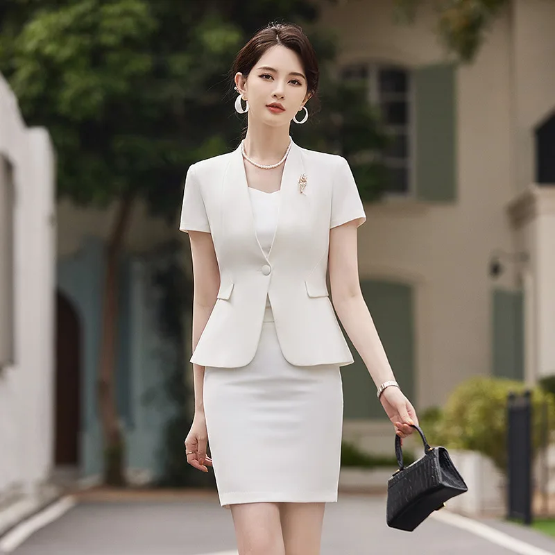 Профессиональное женское платье с коротким рукавом темпераментный костюм в