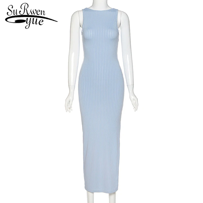 

Женское Повседневное платье без рукавов, длинное синее Праздничное Платье макси с разрезом сбоку, модель 2022, 20206