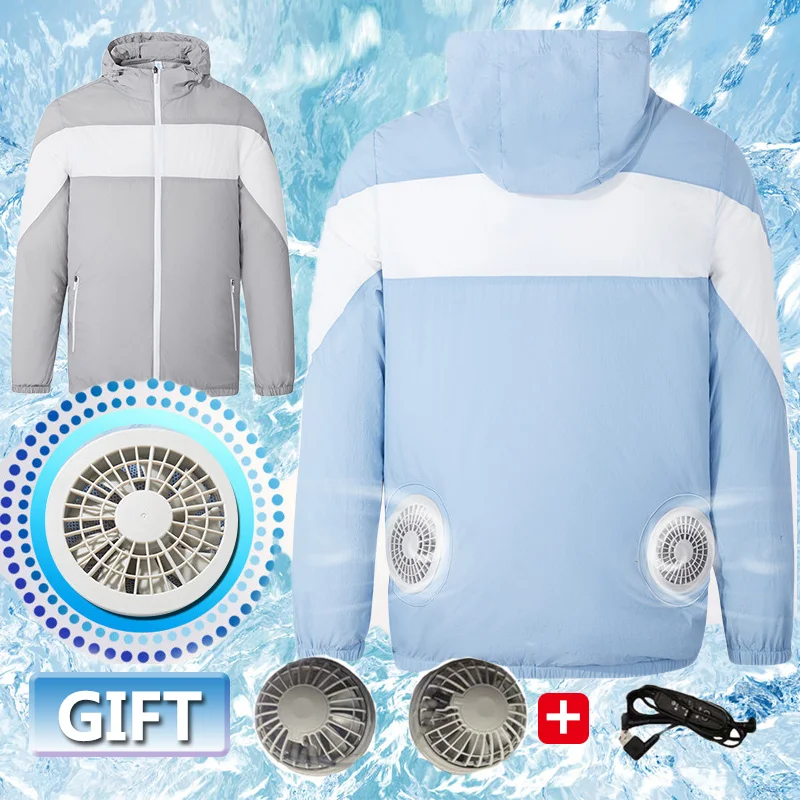 

Summer Air-conditioning Clothes USB Charging Fan Ice Jackets Outdoor Sun Protection Clothing Worker Cooling Overalls Wholesale.