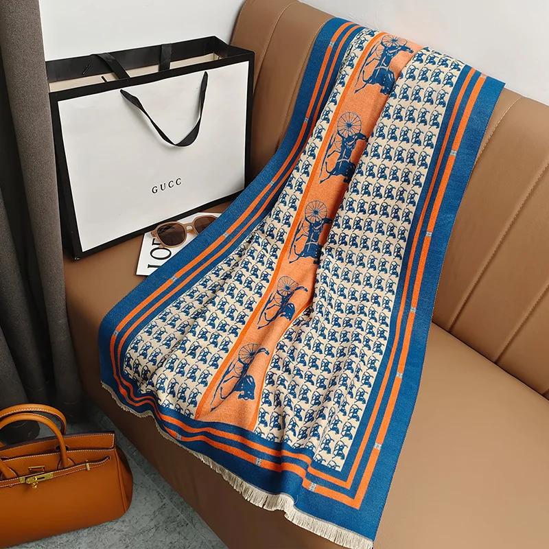 Роскошный брендовый женский шарф теплая кашемировая шаль зимняя Пашмина одеяло