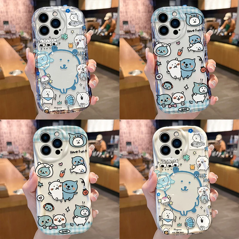 Фото Мягкий чехол из ТПУ с 3D-волнами и мультяшным медведем Qoos для Google Pixel 7 8 9 10 Pro XL 5G, задняя крышка из мягкого ТПУ №1