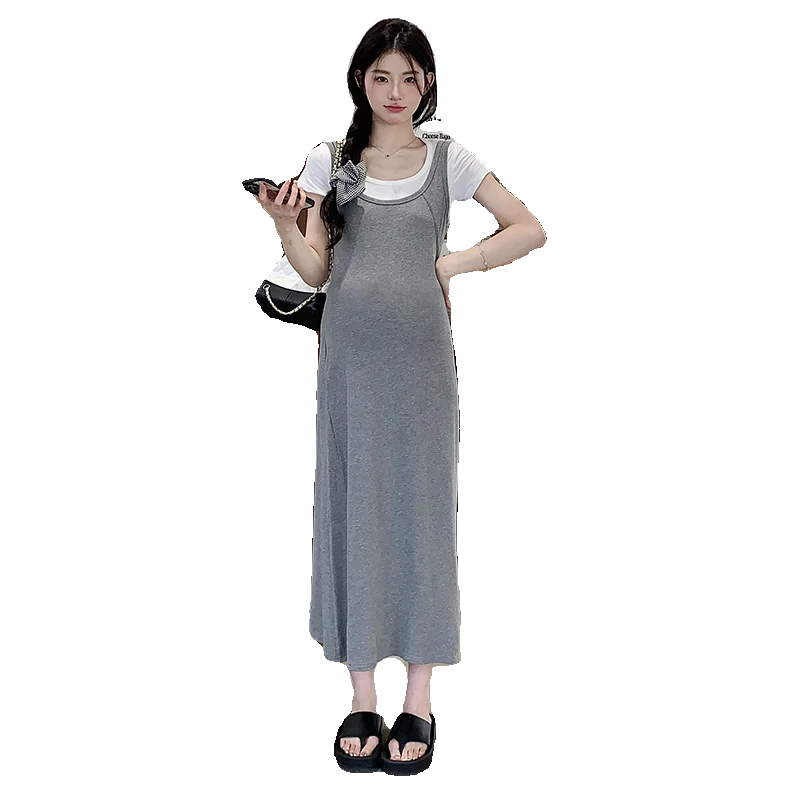 Pregnant Women 2024 New Dress Summer Clothing Set Fashion Temperament Idle Sle Thin Vest Two-piece