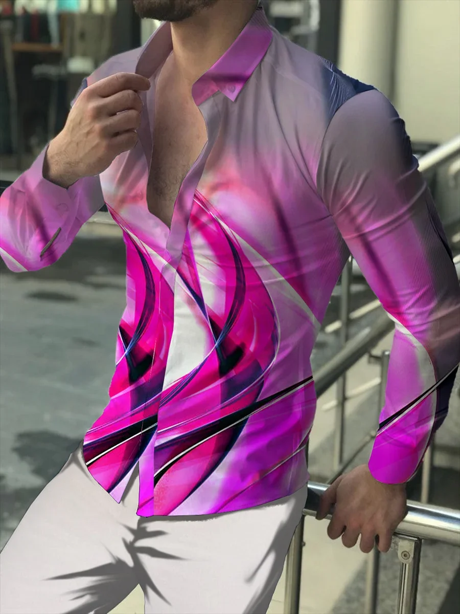 Мужская рубашка с длинным рукавом на пуговицах