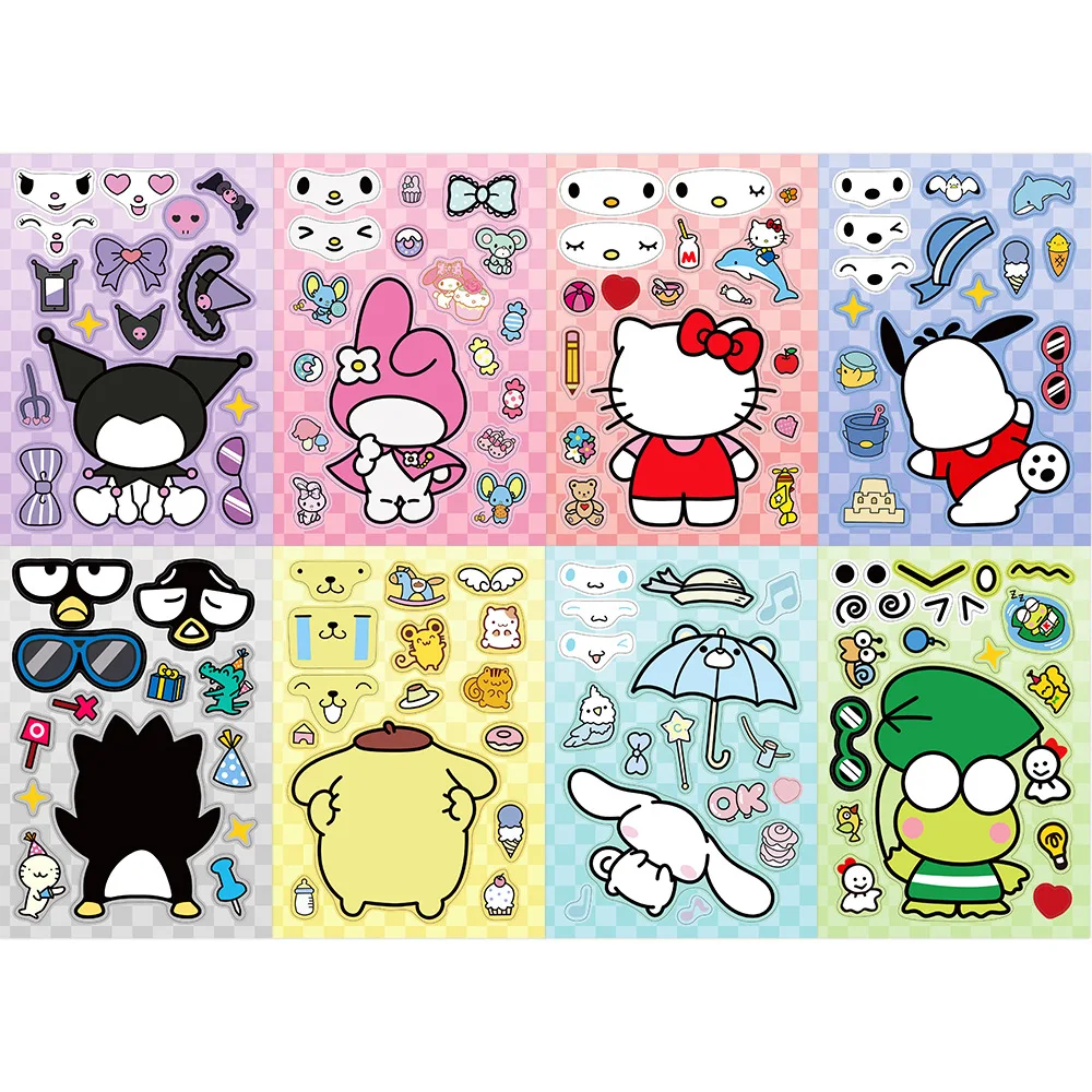 Водонепроницаемые аниме-наклейки из ПВХ микс Hello Kitty Kuromi Sanrio игра-головоломка
