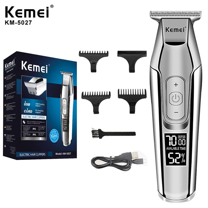 Kemei KM-5027 Professional Hair Trimmer Machine Rechargeable Trimmer LCD Display Electric Hair Clipper Men's Electric Shaver