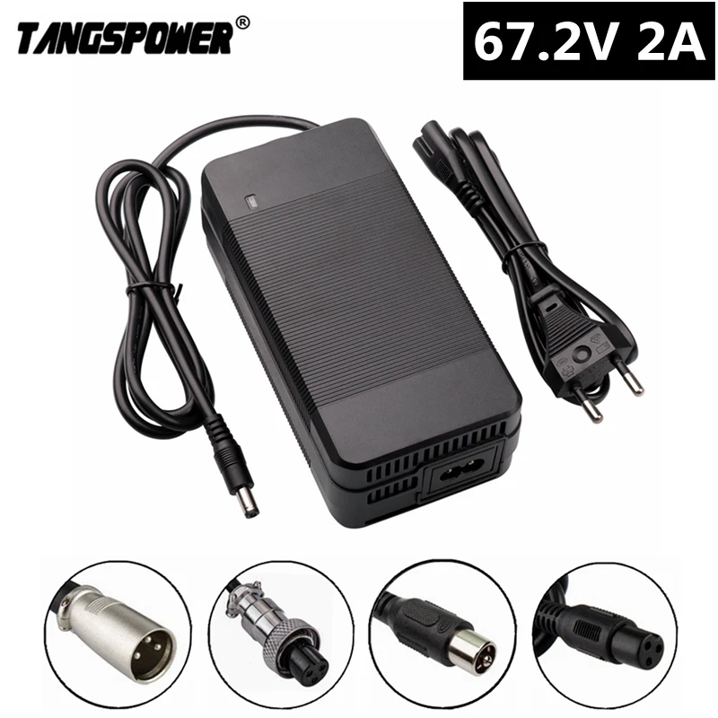 TANGSPOWER 67.2V 2A lithium battery charger For e-bike 16S 60V li-ion battery pack Wheelbarrow electric bike Charger With fan