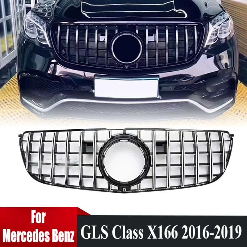 

Решетка для Mercedes Benz GLS Class X166 GLS400 GLS500 GLS450 2016-2019 GT Style Решетка переднего бампера Автомобильный бампер Racing Grill Капот