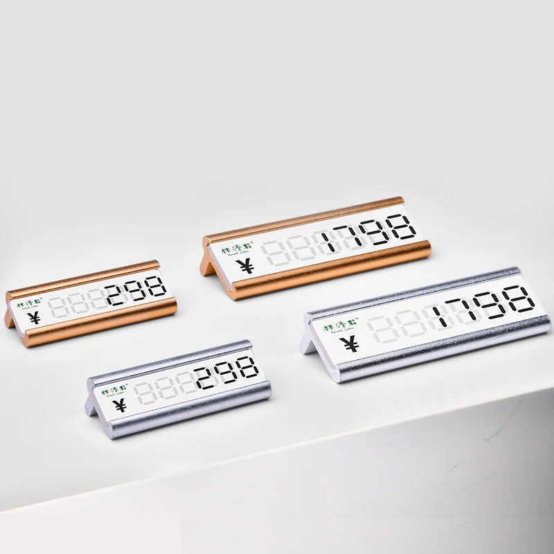 

2022 Lie down/Vertical Small Acrylic Aluminum Alloy jewelry price tag tags holder stand for Desk Table Menu Card display