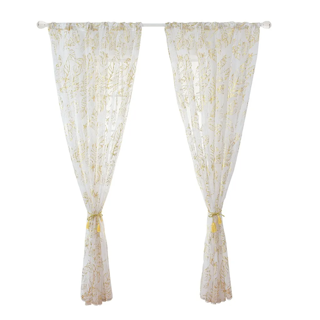 

Feather Terylene Tulle Window Screening Sheer Voile Curtains Cafe Bedroom Living Room Drape Divider