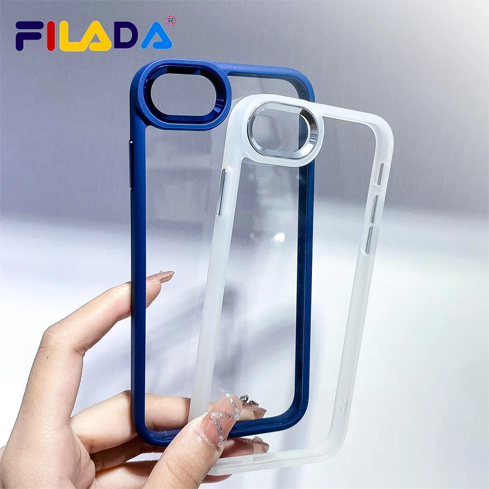 

Funda For iphone SE2022 Case Luxury Transparent Shockproof Silicone Bumper Metal Lens Protection Acrylic Hard Cover Accessories