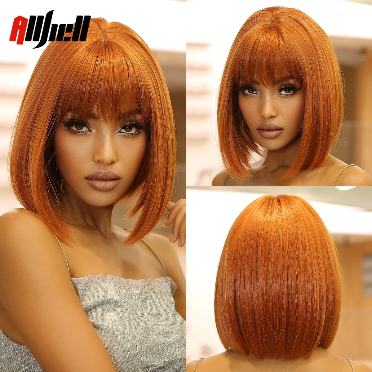 Wig With Bangs Party Halloween Cosplay Natural Fake Hair Heat Resistant