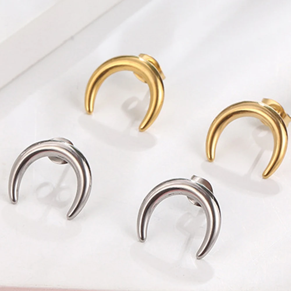 Серьги-гвоздики TGNEL Moon для женщин серьги из нержавеющей стали модные ювелирные