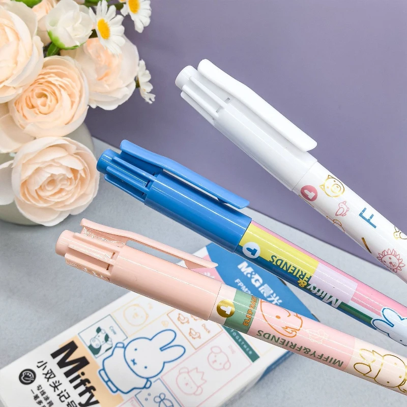Фото Новый двусторонний маркер Miffy Kawaii для рисования и скетчинга, черный, для тонких линий и детализации, несмываемый, быстросохнущий №3