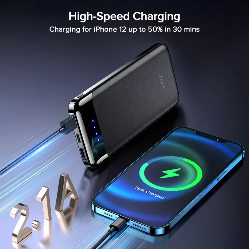 

QOOVI 10000mAh Power Bank Ultra-thin Portable Charger For iPhone 12 External Battery 10000 mAh PowerBank