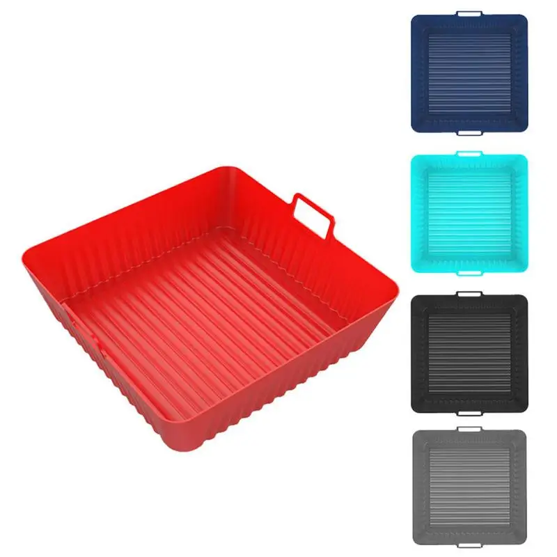 

Silicone Basket For Air Fryer 6.8in Foldable Square Air Fryers Liners Non Stick Silicone Pot Baking Tray Reusable Basket