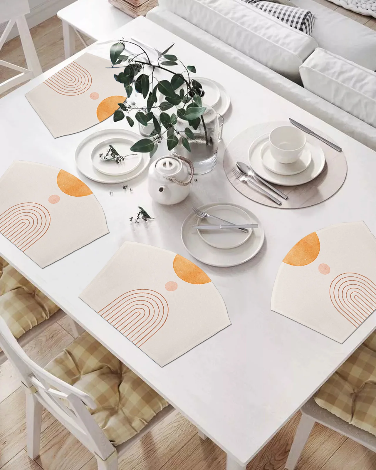 

Набор подставок в форме веера, современные минималистичные художественные коврики для стола, подставка под чашу, Рождественский домашний д...