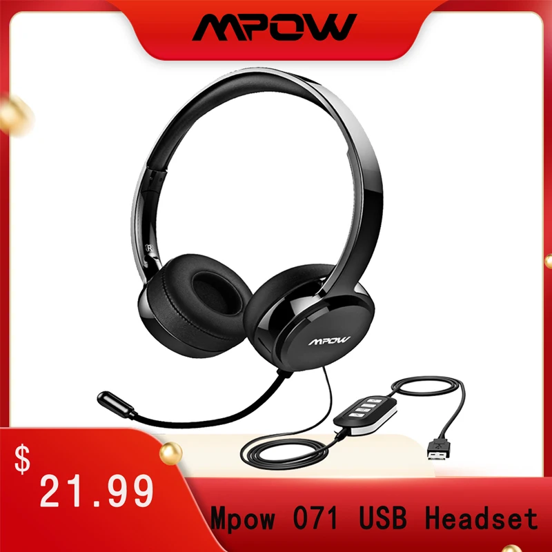 

Mpow 071 USB Gaming Headset with Microphone Noise Cancelling Wired Headphones Business Headset For PC Computer Call Center Drive