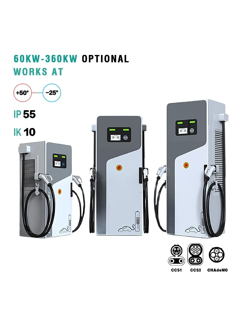 Фото Зарядная станция постоянного тока для электромобилей 90 кВт CCS2 GBT с кабелем 5 м для коммерческих объектов и парковок №5