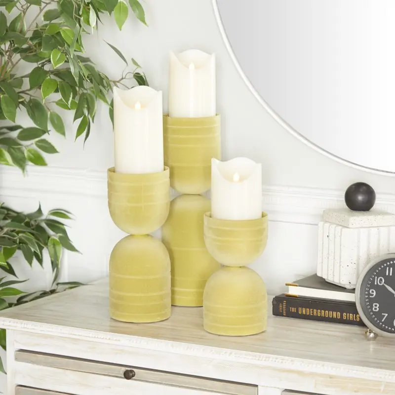 

5", 4"H Unscented Wax Flameless Candle with Remote Control (Set of 3)