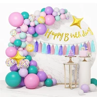 162pcs macaron mint blue purple pink balloon garland happy birthday ballon arch kit gold confetti balloon baby shower decoration