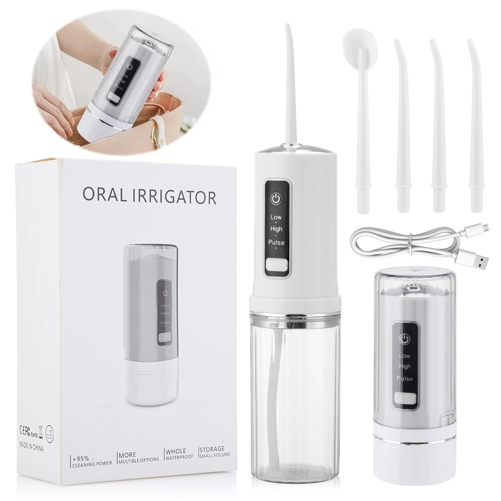 

Portable Oral Irrigator Dental Water Jet Flosser for Travel Electric Tooth Cleaning Device Rechargeable Pick Mouthwasher