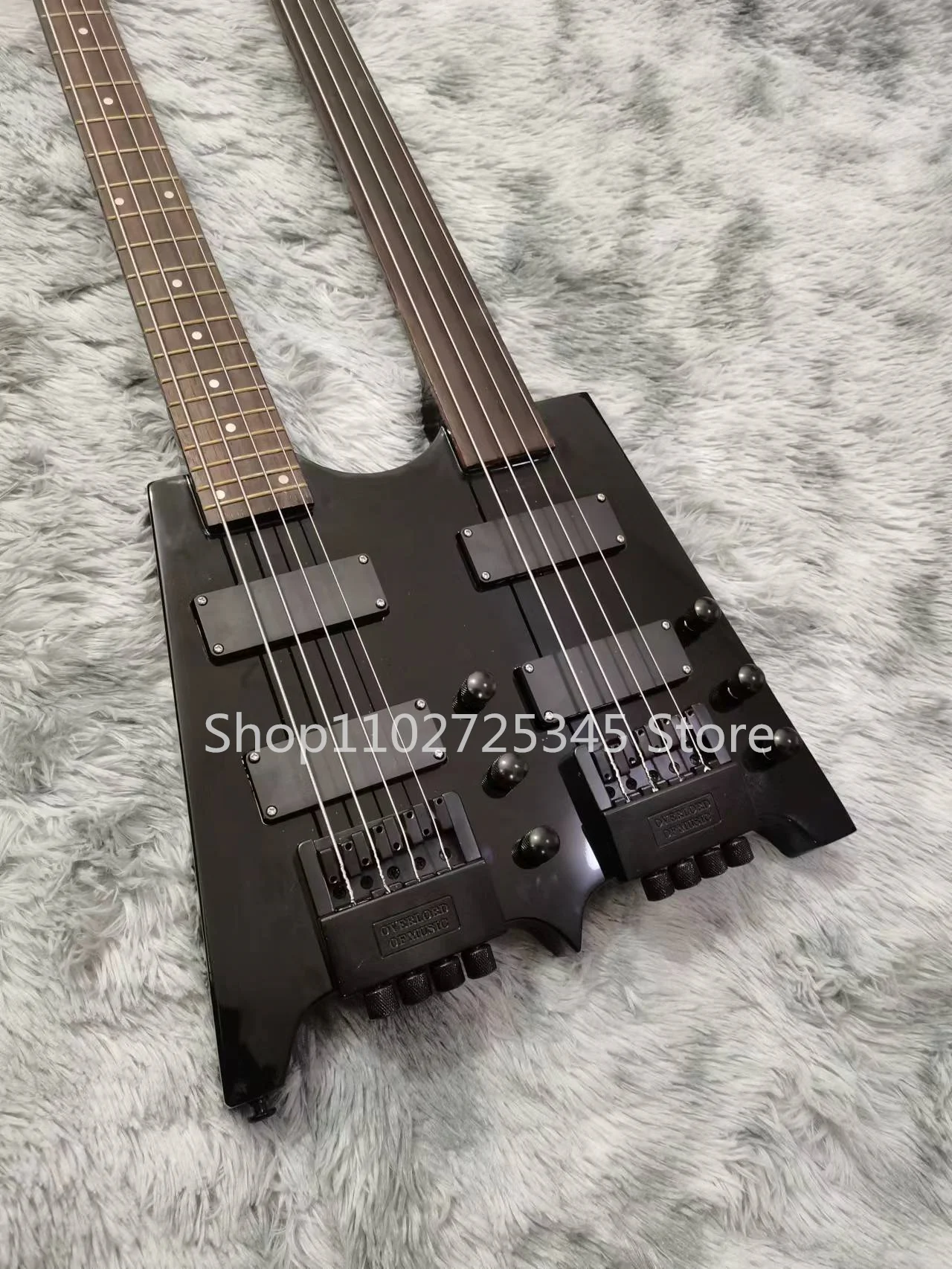 

Double Neck 4 and 4 Strings Bass, Rose Wood Fingerboard, Black Accessories, Fixed Bridge, Seller to Bear Shipping Cost