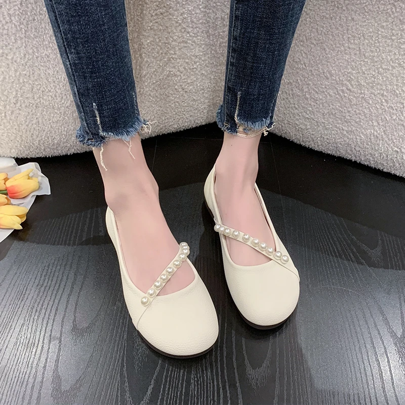 

String Bead Women Shoes New Spring Shoes Women Fashion Riband Low Heels Pumps Comfortable Slip-On Casual Office Ladies Shoes