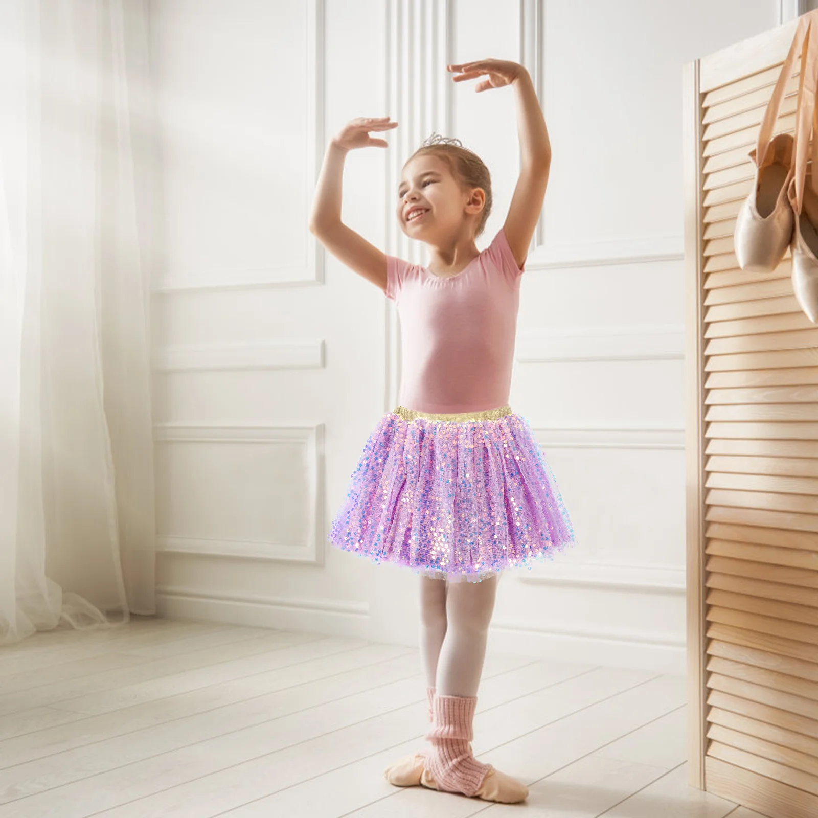 

Children Dress Decorative Tutu Skirt Toddler Girl Outfit Girls Formal Dresses Violets Mesh