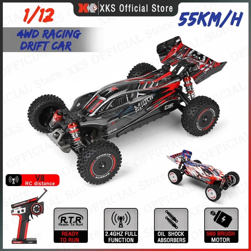 Wltoys 124010 124008 1/12 Радиоуправляемый автомобиль 2,4G 4X4 внедорожник V8 дистанционное управление 55 км/ч 560 щеточный двигатель гоночный Дрифт электрический игрушечный автомобиль для мальчика