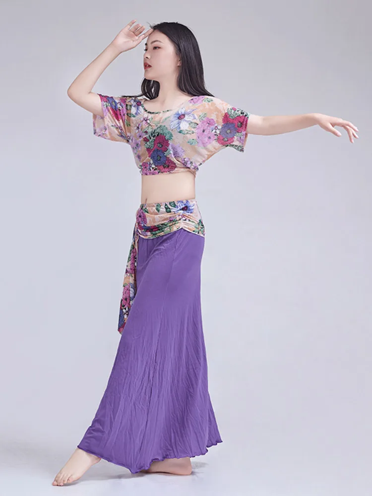 

Split Sari Belly Dance Suit Performance Jazz Bandage Festival Outfit Women Urban Latin Clothes Flowers Woman Costume Arab Arabic
