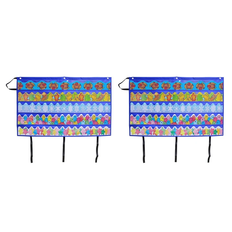 

2X Bulletin Border Storage Children Foldable Pocket Chart Organize Bulletin Board Borders Wall Borders Classroom