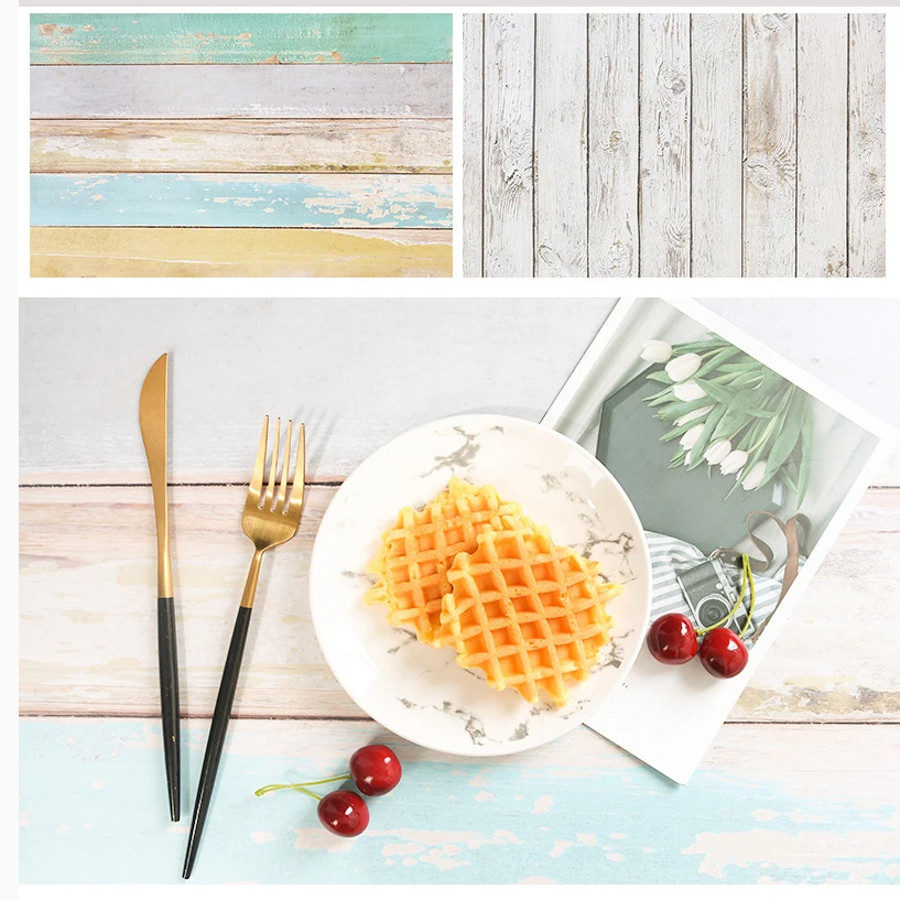 Фон для фотосъемки с цветным деревом белым 54x87 см |