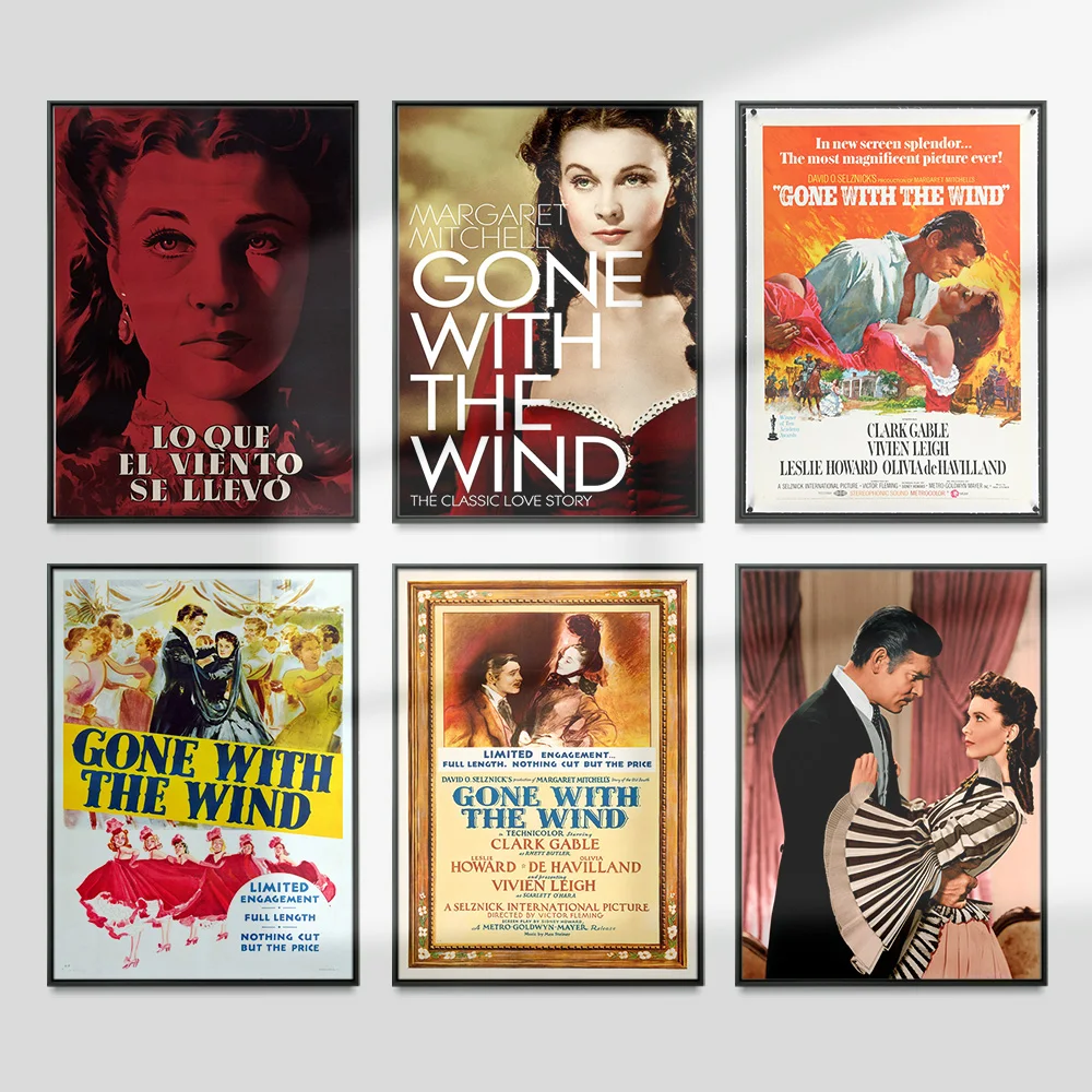 

Gone With The Wind American Epic Historical Romance Film Print Art Poster Classic Movie Canvas Painting Decor Wall Stickers Gift