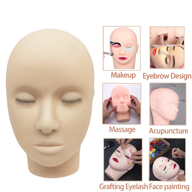 Silicone Training Lash Mannequin Head  Professional Practice Eyelash Mannequin Head For Lashes Extension Makeup Tools Kits