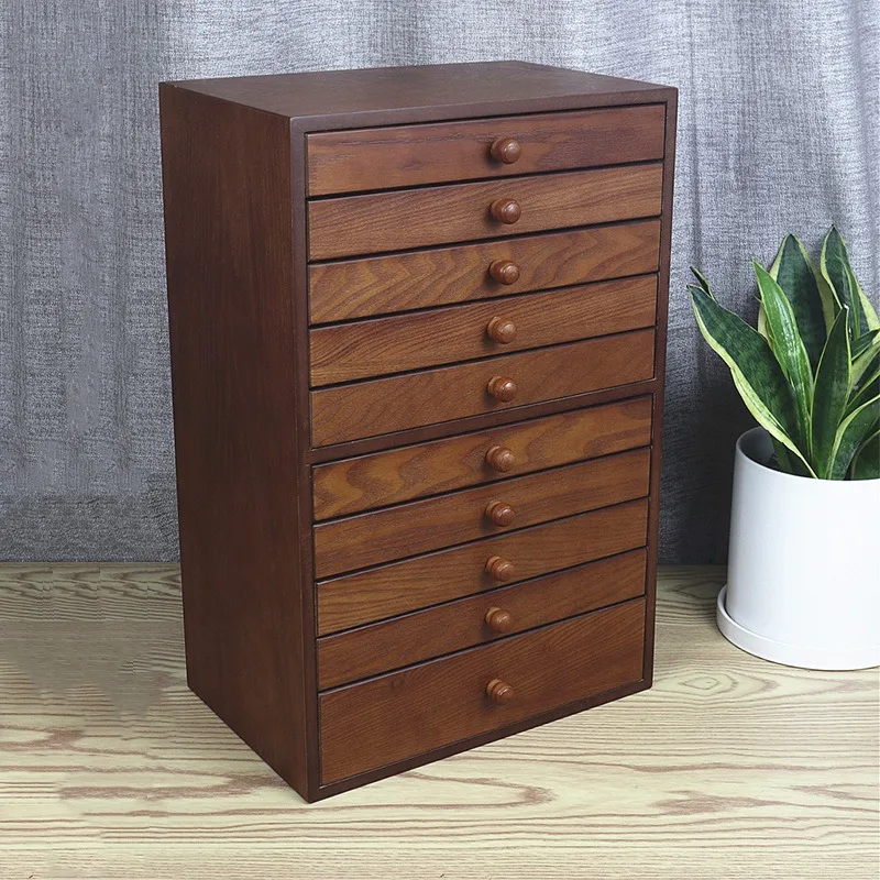 

Деревянная шкатулка для ювелирных изделий, органайзер, многофункциональный, роскошный, яркий, десять этажей, Ретро стиль, свадебный подарок, упаковочные принадлежности