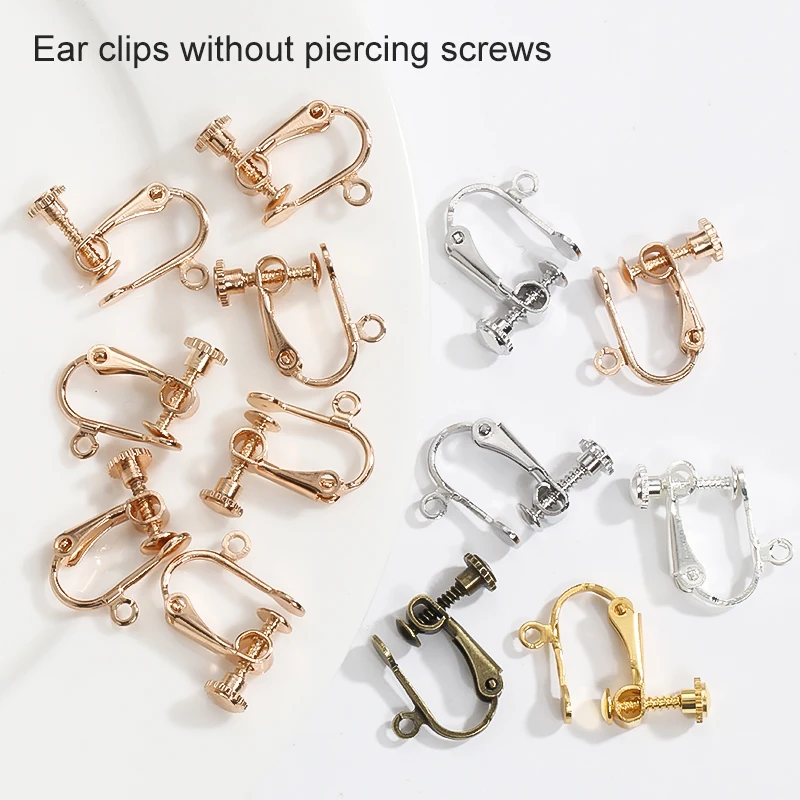2-10Pcs 13mm Earring Accessories Screw Ear Clip Settings Non-Pierced DIY Base Blank Bezel Studs Adjustable Hook Jewelry Findings - купить по
