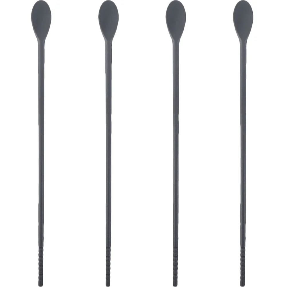 

2 Pairs Coffee Stir Spoons Silicone Integrated Chopsticks Stirrer Swizzle Household Beverage Stirring Travel