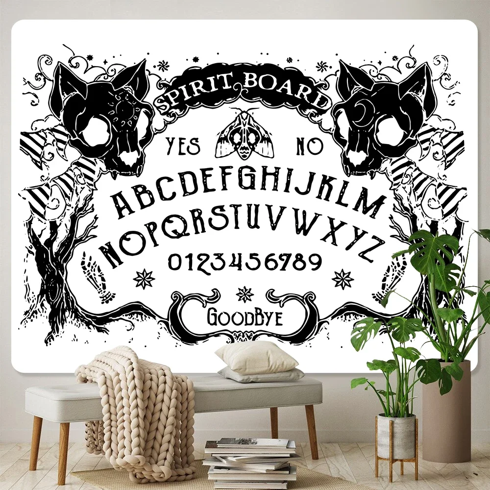 Черно-белый гобелен в виде черепа пчелы кота украшение для дома искусственный