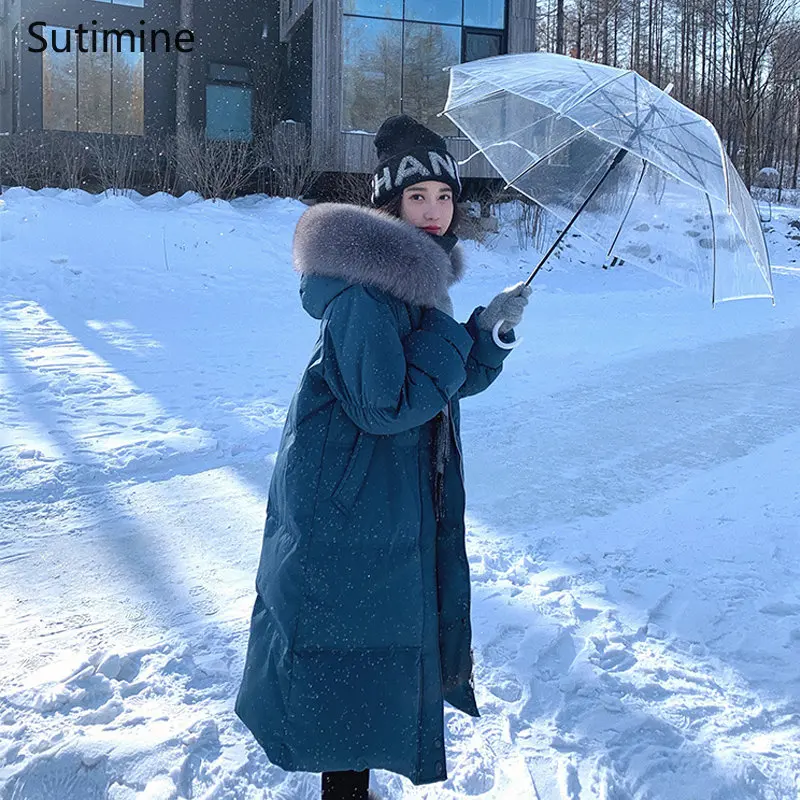 Korean Version Thickened Coat 2022 New Hooded Long Loose Down Jacket Casual Winter Clothes Women Zipper Winter Coat for Women