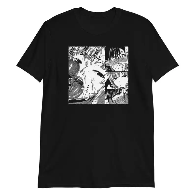 

Men/women's Summer Black Street Fashion Hip Hop Iswallow Kinky Hentai Bukkake Lolita Sucking Ahegao T-shirt Cotton Tees Tops