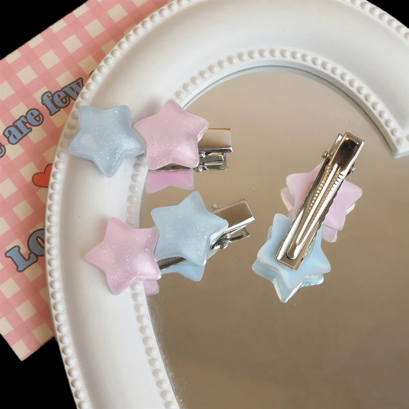 Заколка для волос в виде пятиконечной звезды Милая блестящая заколка с