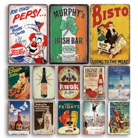 vintage beer metal poster tin sign retro whiskey art metal plates personalized man cave private bar decoration plaques