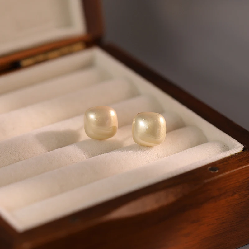 Женские медные серьги с искусственным жемчугом летние квадратные Повседневная